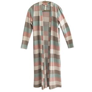 Vanilla Bay Wide Stripe Printed Long Sleeve Open Front Cardigan Size Small